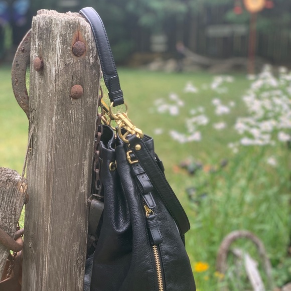 Coach Madison black leather Marielle Drawstring hobo bucket bag plus charms - Picture 10 of 15